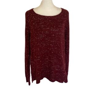 Market & Spruce Burgundy Knit Sweater. Button up back. Round neck. size L.